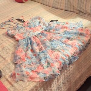 Lulu's NWT Micromini Flowered Strapless Party Dress Size L